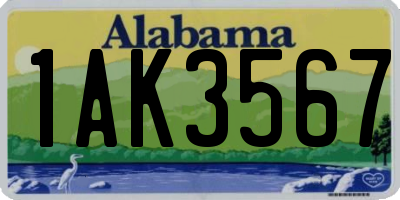 AL license plate 1AK3567