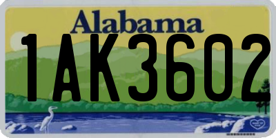 AL license plate 1AK3602
