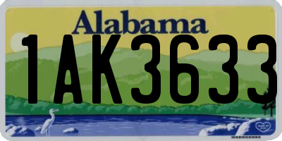 AL license plate 1AK3633