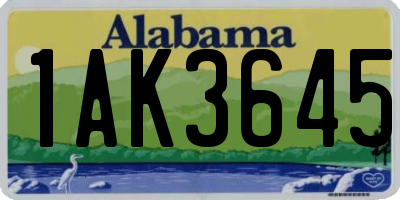 AL license plate 1AK3645
