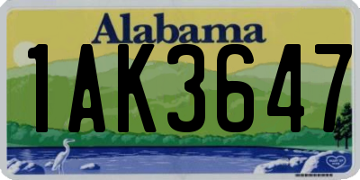 AL license plate 1AK3647