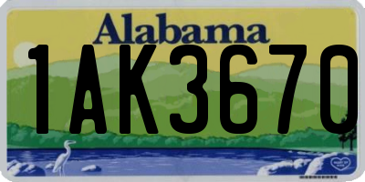 AL license plate 1AK3670