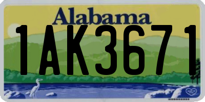 AL license plate 1AK3671