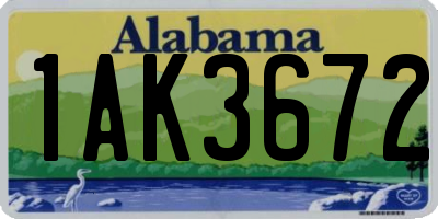 AL license plate 1AK3672