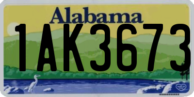 AL license plate 1AK3673