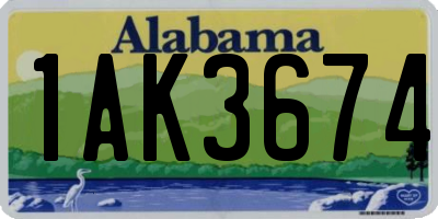 AL license plate 1AK3674