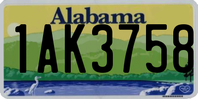 AL license plate 1AK3758