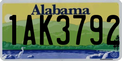 AL license plate 1AK3792