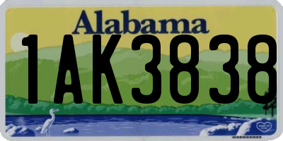 AL license plate 1AK3838