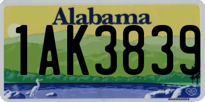 AL license plate 1AK3839