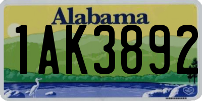 AL license plate 1AK3892