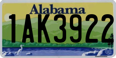 AL license plate 1AK3922
