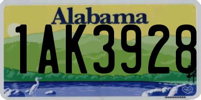 AL license plate 1AK3928