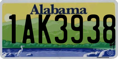 AL license plate 1AK3938