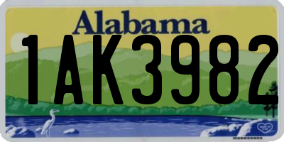 AL license plate 1AK3982