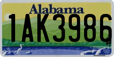 AL license plate 1AK3986