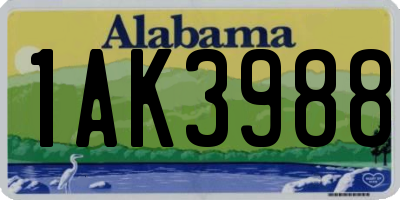 AL license plate 1AK3988