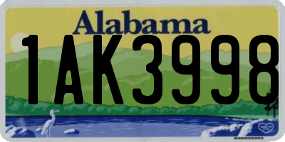 AL license plate 1AK3998