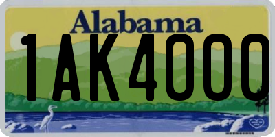 AL license plate 1AK4000