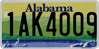 AL license plate 1AK4009