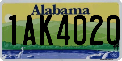 AL license plate 1AK4020