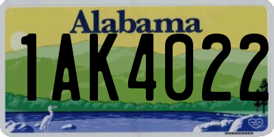 AL license plate 1AK4022