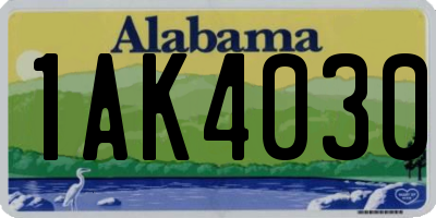 AL license plate 1AK4030