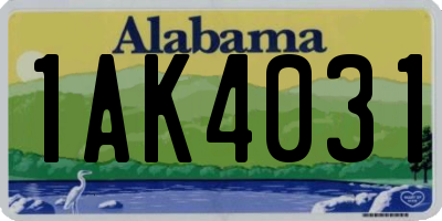 AL license plate 1AK4031