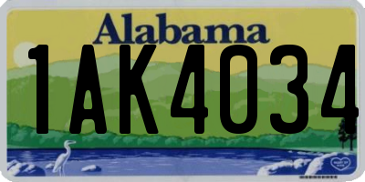 AL license plate 1AK4034