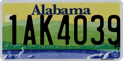 AL license plate 1AK4039
