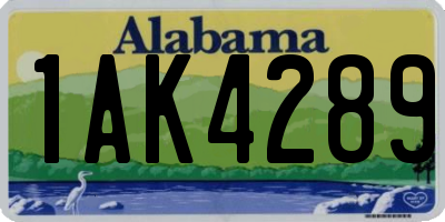 AL license plate 1AK4289