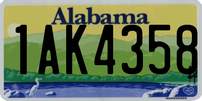 AL license plate 1AK4358