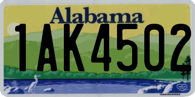 AL license plate 1AK4502
