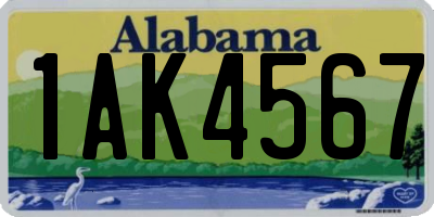 AL license plate 1AK4567