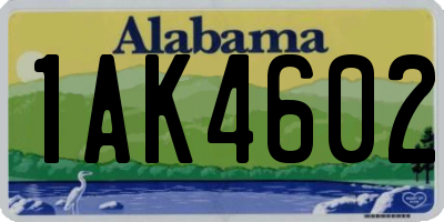 AL license plate 1AK4602