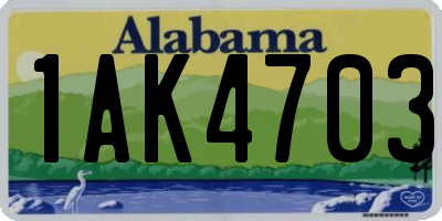 AL license plate 1AK4703