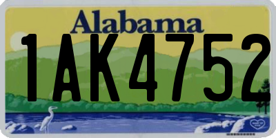 AL license plate 1AK4752