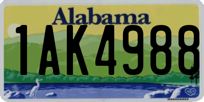AL license plate 1AK4988