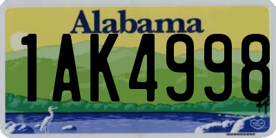 AL license plate 1AK4998
