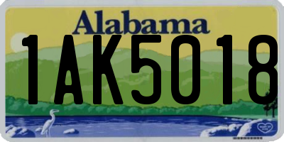AL license plate 1AK5018