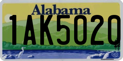 AL license plate 1AK5020