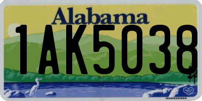 AL license plate 1AK5038