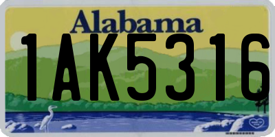 AL license plate 1AK5316