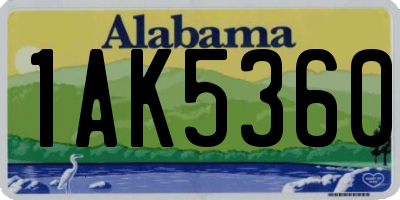 AL license plate 1AK5360