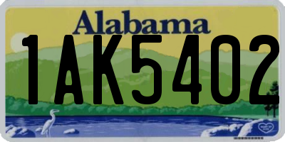 AL license plate 1AK5402
