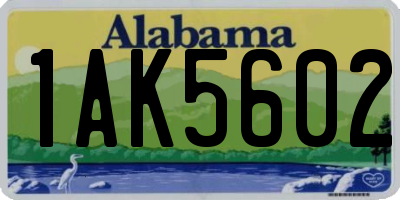 AL license plate 1AK5602