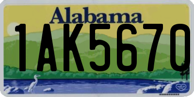 AL license plate 1AK5670