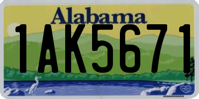 AL license plate 1AK5671