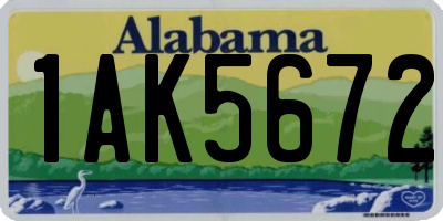 AL license plate 1AK5672