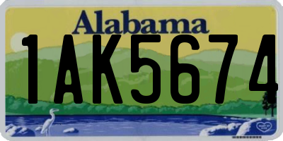 AL license plate 1AK5674